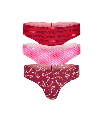3-Pack Francine Invisible Thong Novelty Red panty pack Still 1