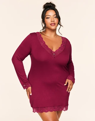 Hasina Dark Red Plus sleepwear bundle Model 2