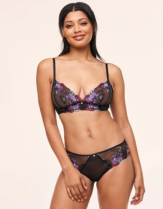 Emilie Floral Purple 2 Unlined bra and panty bundle Model 2
