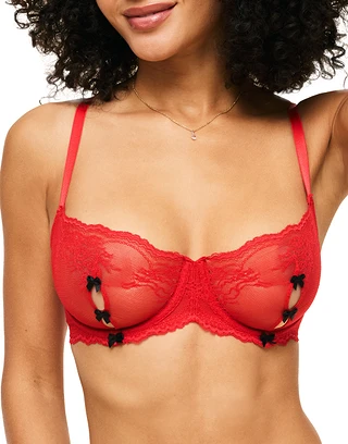 Margeaux Dark Red 2 Unlined bra bundle Model 1