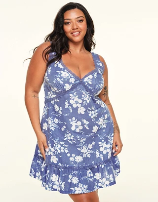 Dienna Floral Blue Plus sleepwear bundle Model 2