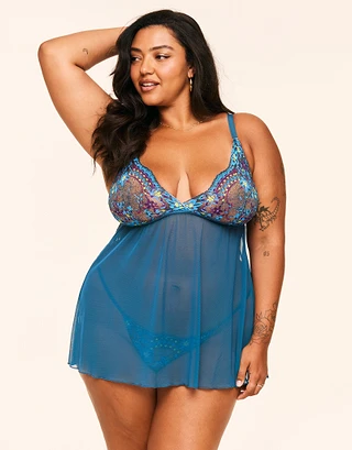 Anatta Floral Blue Plus Unlined lingerie bundle Model 2