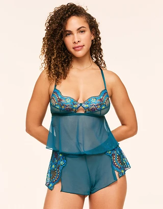 Blake Floral Blue Unlined lingerie bundle Model 1