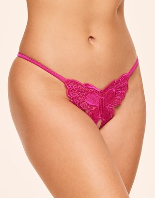 Mariposa Crotchless Dark Pink panty bundle Model 1