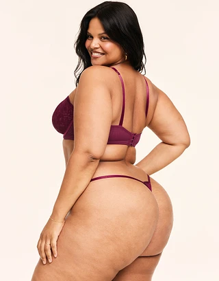 Talulah Dark Red Plus Unlined bra and panty bundle Model 2