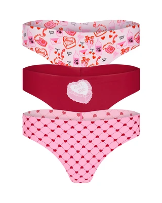 3-Pack Francine Invisible Thong Heart Red Plus panty pack Still 1