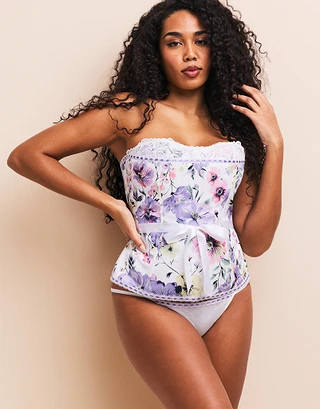 Hopelynn Floral White 2 Plus Unlined corset bundle Model 2