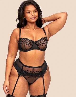 Tiana Garter Black Plus lingerie bundle Model 1