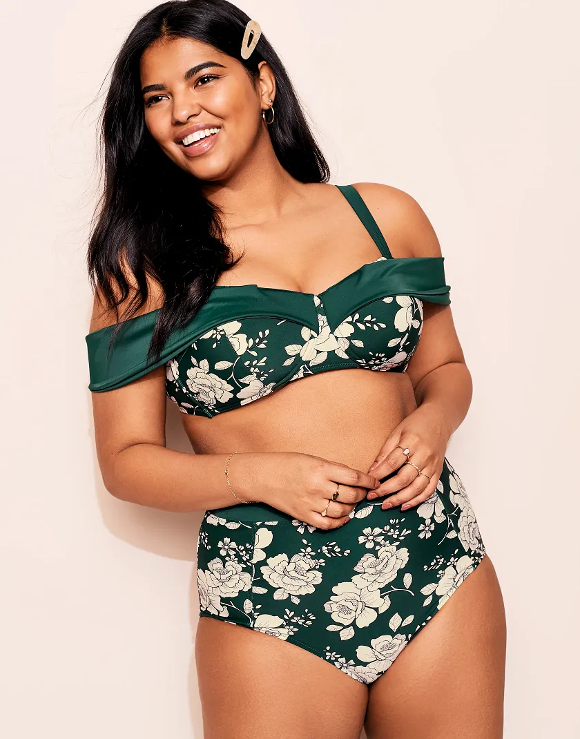 Baylie Floral Green 2 Contour swimwear bundle Model 2