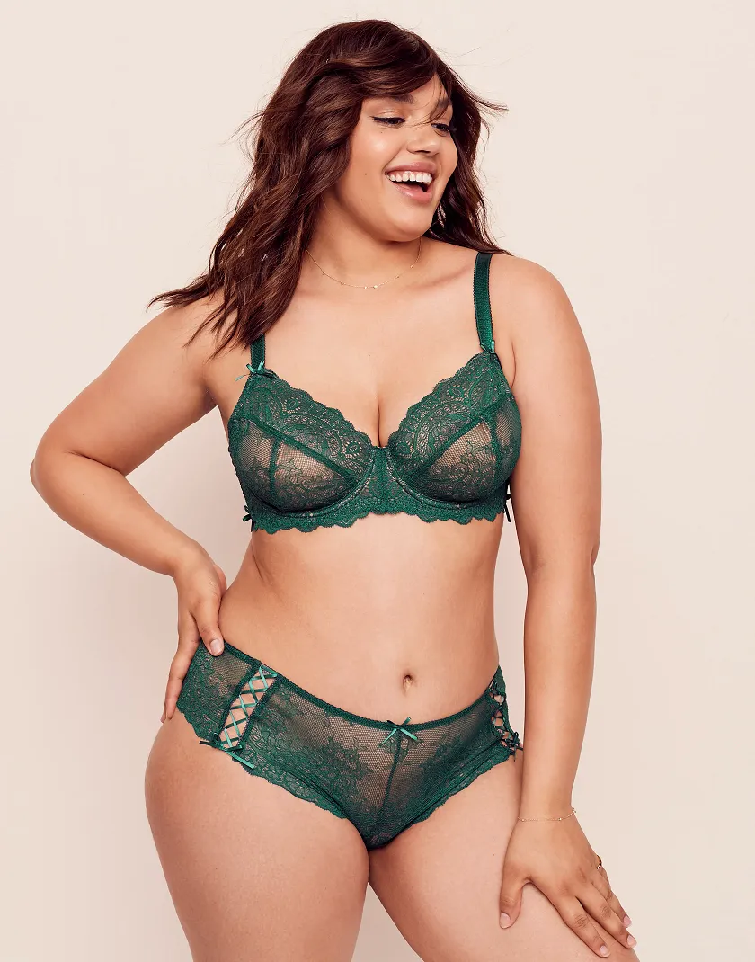 Loretta Dark Green 2 Unlined bra bundle Model 2