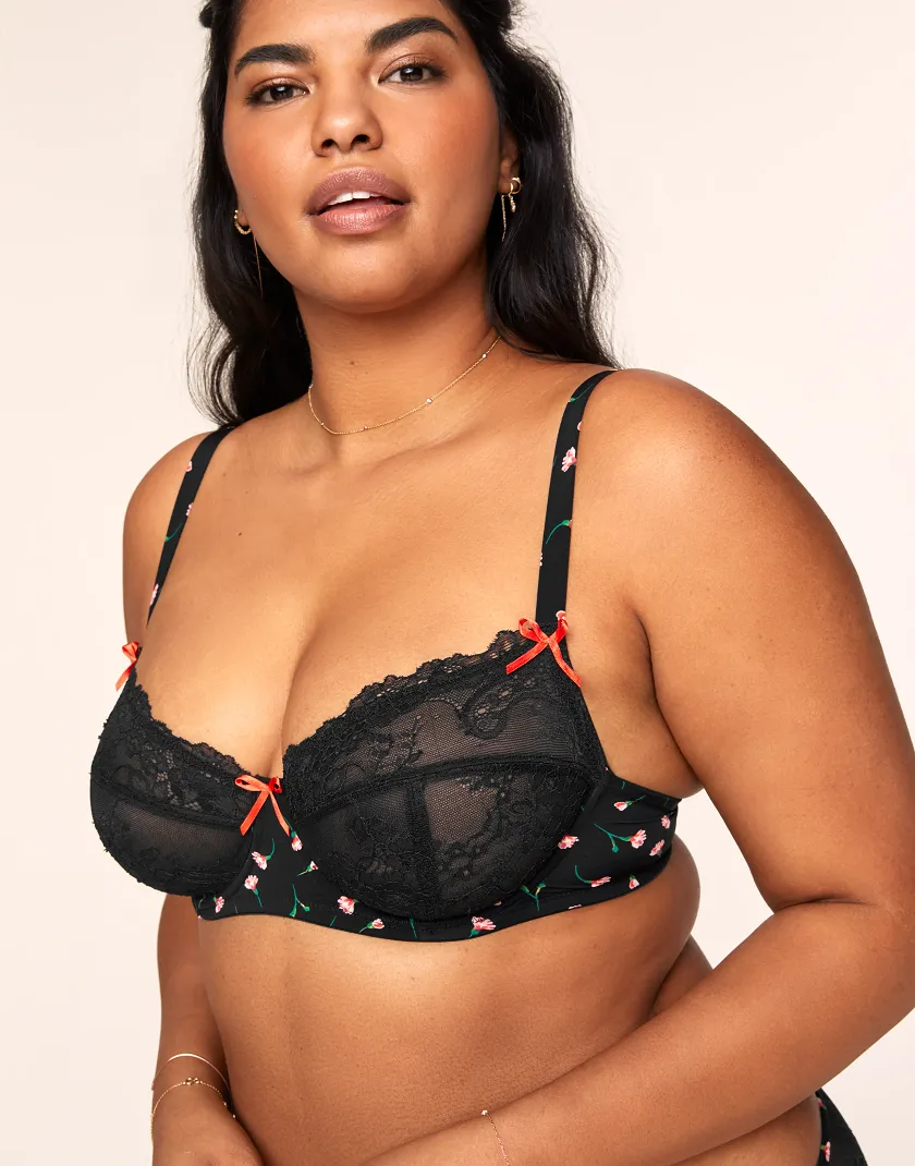Caen Floral Black 2 Unlined bra bundle Model 2
