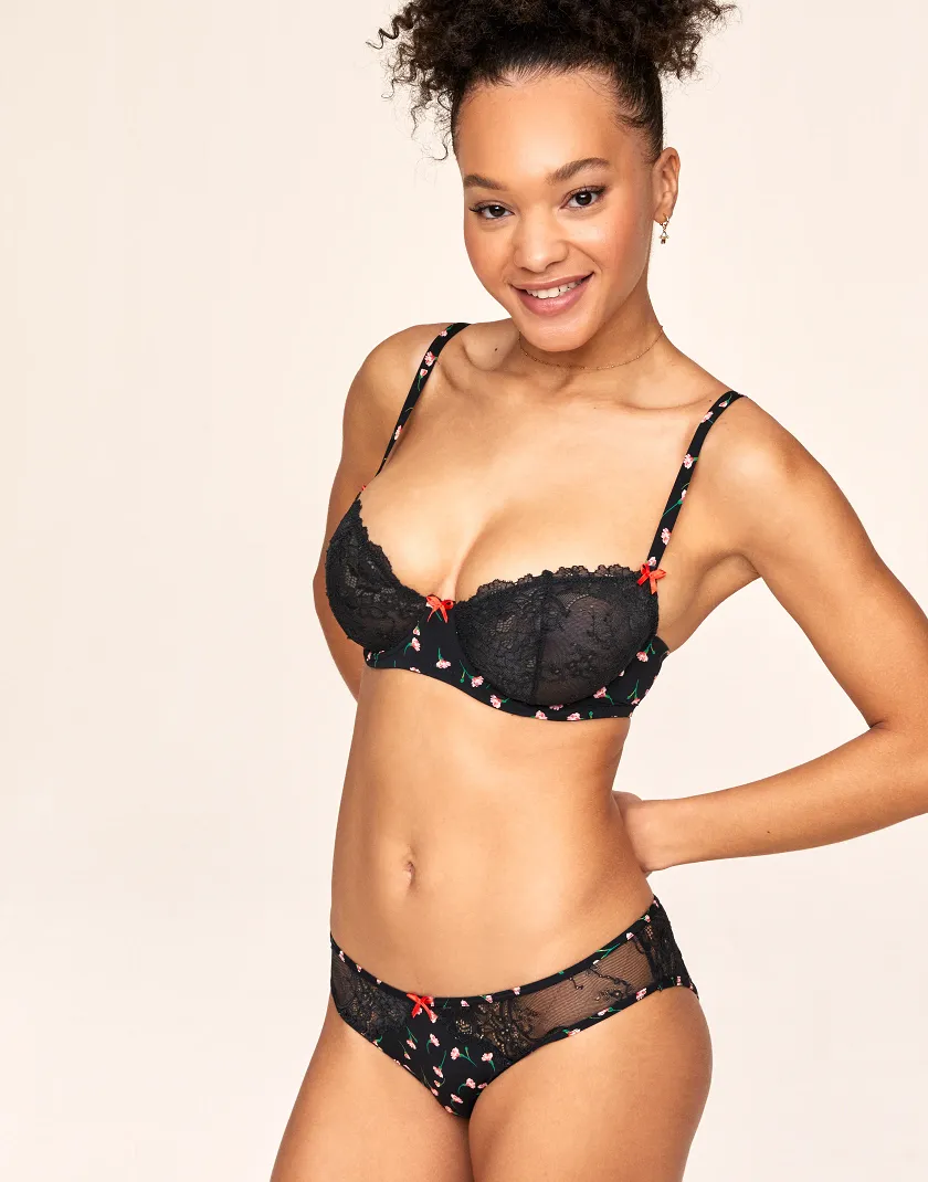 Caen Floral Black 2 Unlined bra bundle Model 3