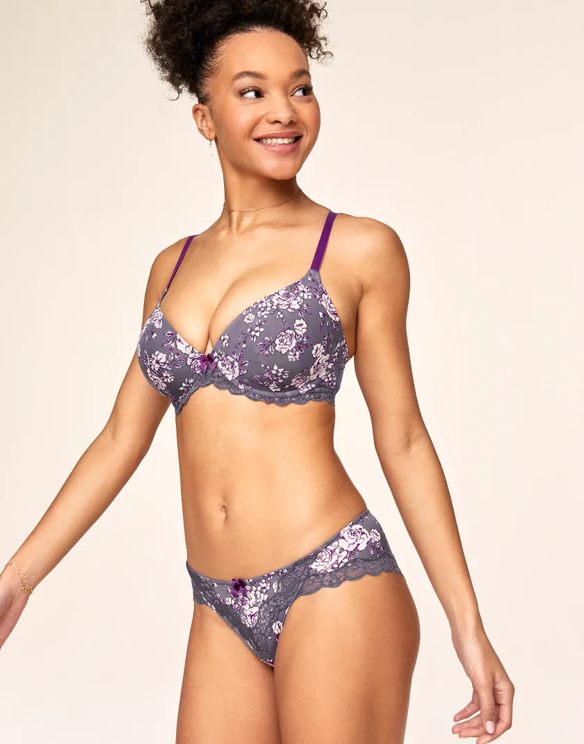 Kati Floral Purple 3 Lightly Lined bra bundle Model 2