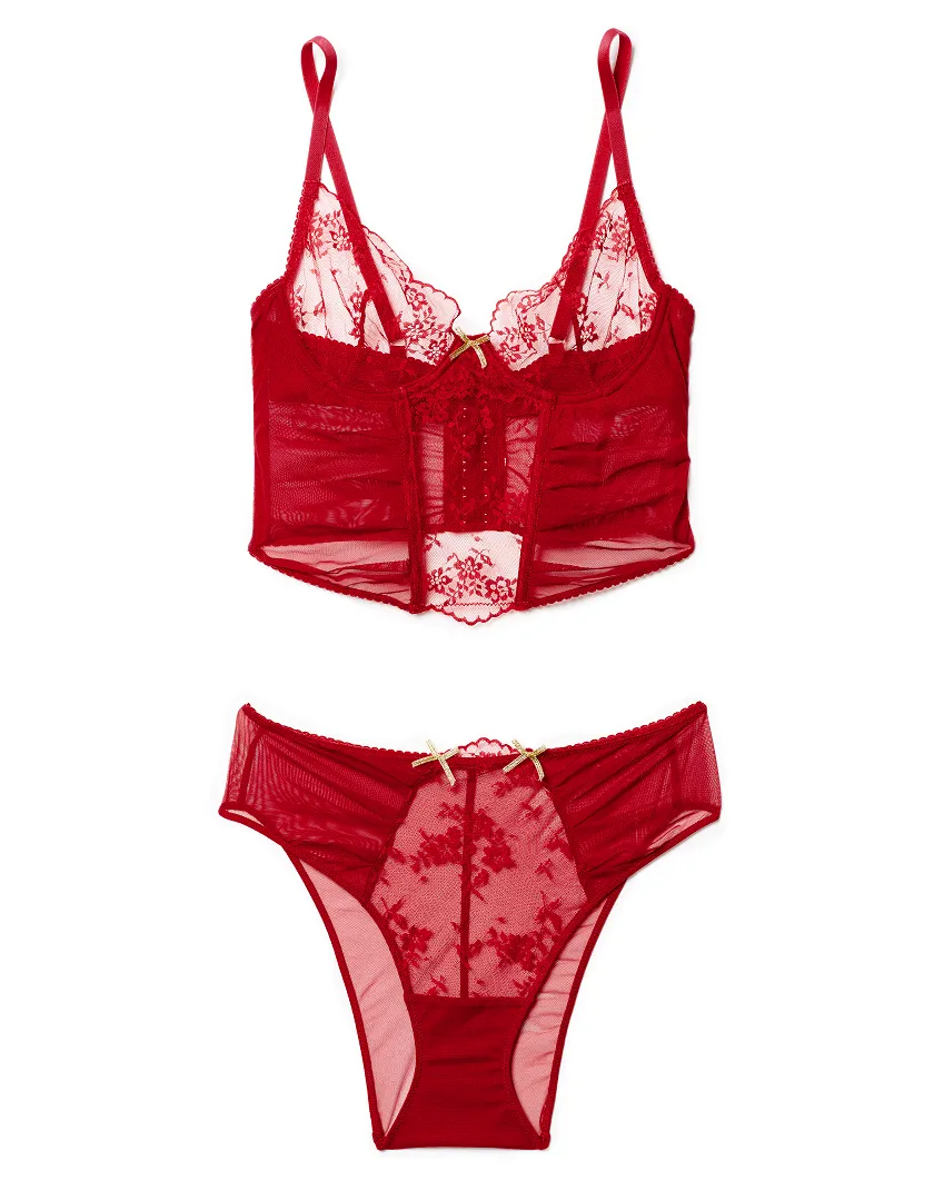 Avara Dark Red 2 Unlined corset bundle Still 2