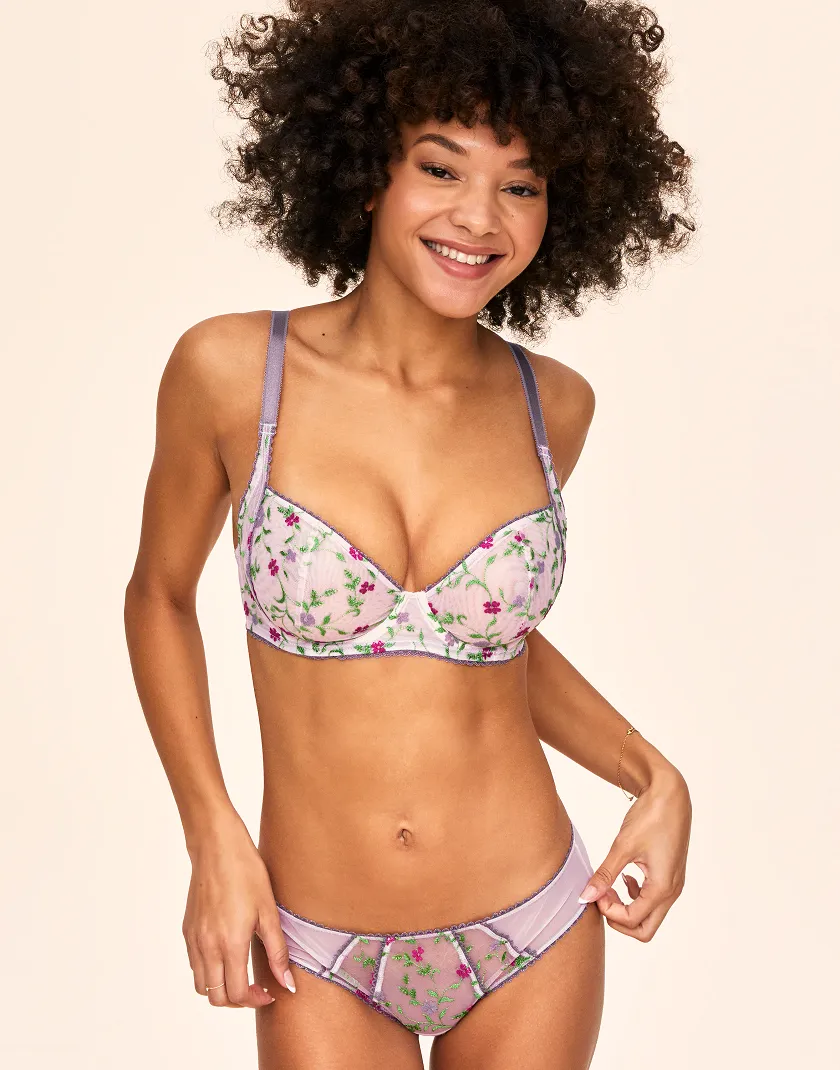 Rosa Floral Purple 2 Unlined bra bundle Model 2