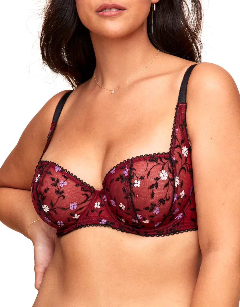 Rosa Floral Red 5 Unlined bra bundle Model 2