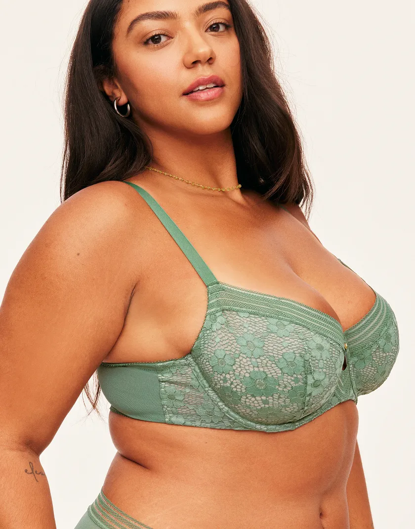 Nolie Dark Green 2 Unlined bra bundle Model 1
