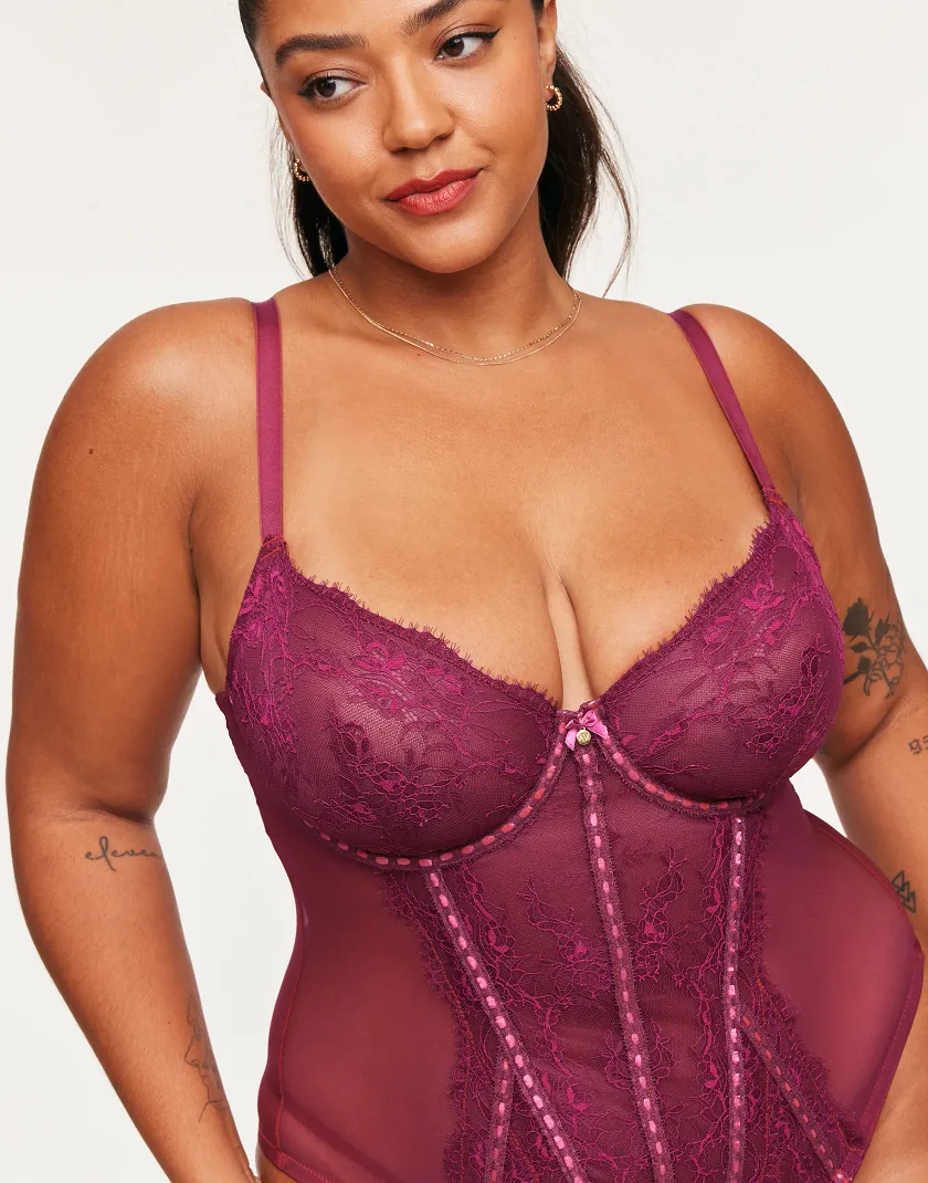 Sherry Dark Red 2 Unlined corset bundle Model 4