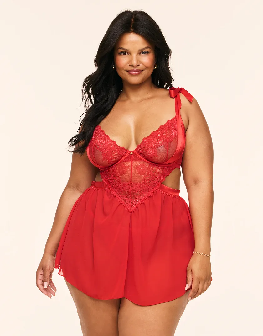 Fantasia Dark Red 2 Unlined lingerie bundle Model 4