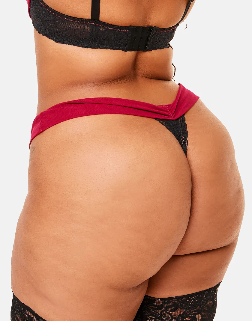 Clairabella Thong Dark Red panty bundle Model 1