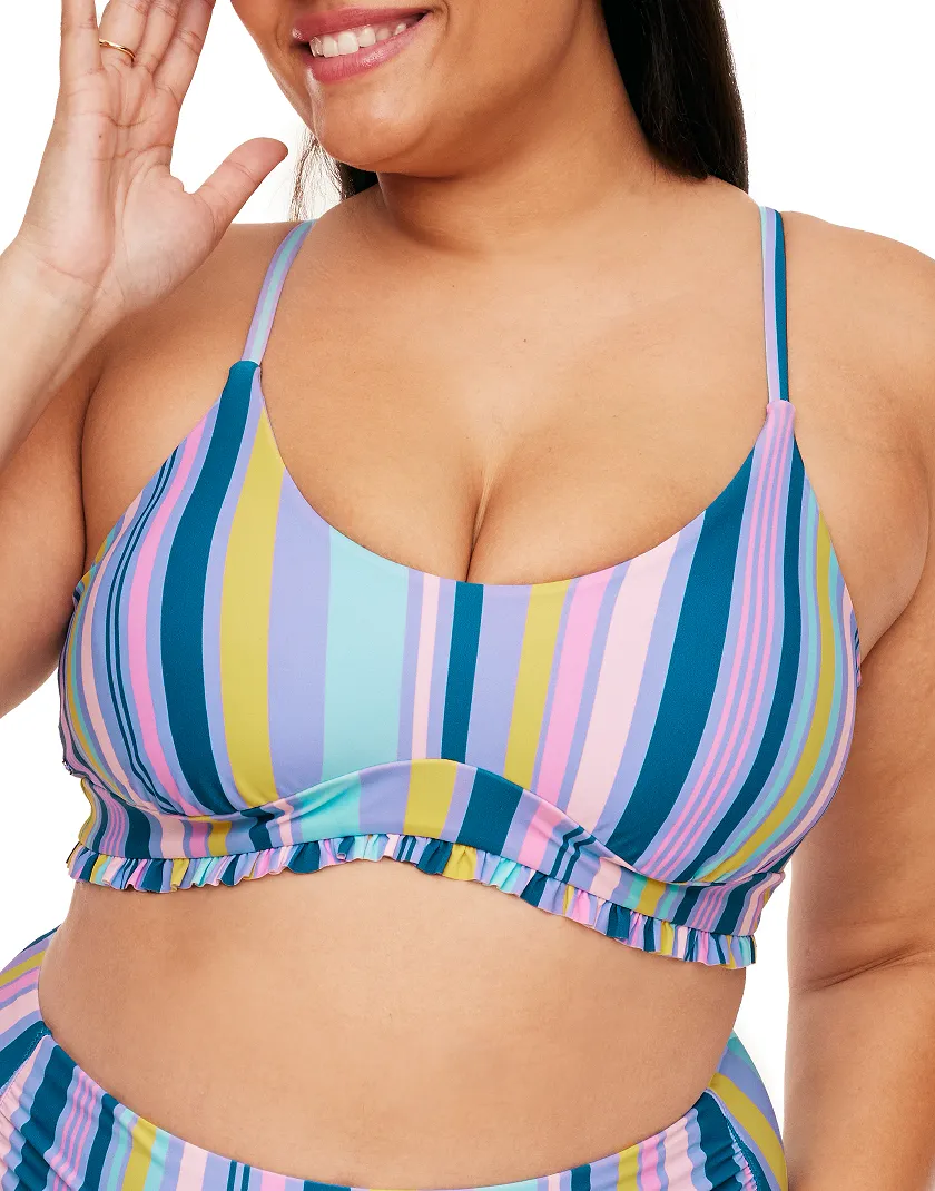Rainey Stripe Blue 2 Lined swimwear bundle Model 1