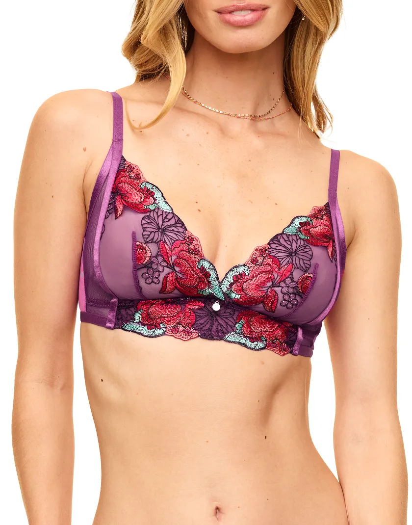 Emilie Floral Purple 4 Unlined bra bundle Model 1