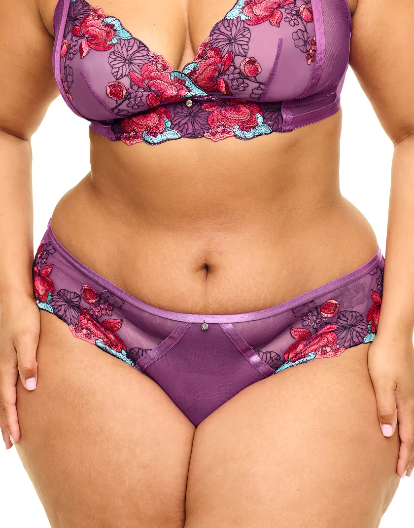 Emilie Floral Purple 4 Unlined bra bundle Model 6