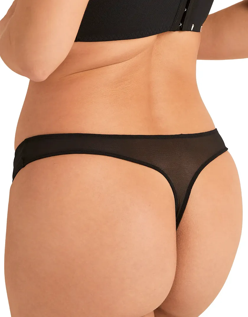 Carole Thong Plaid Black panty bundle Model 2
