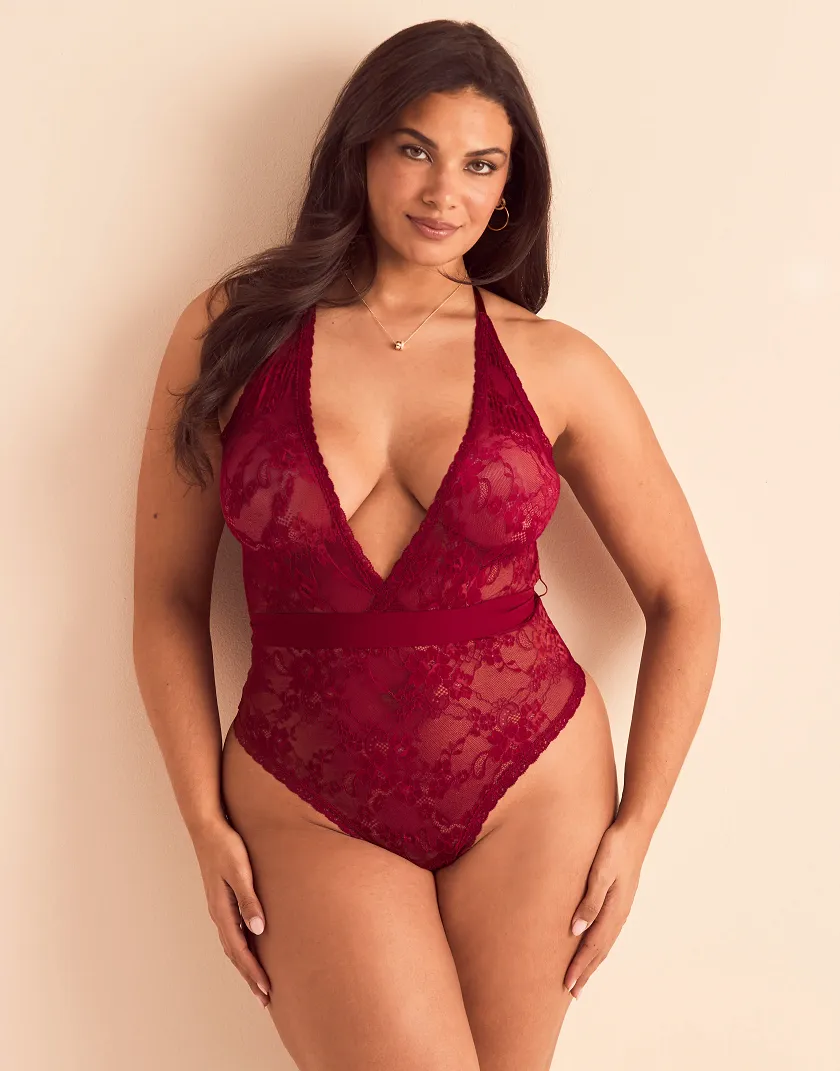 Morgaine Dark Red Plus Unlined lingerie bundle Model 2
