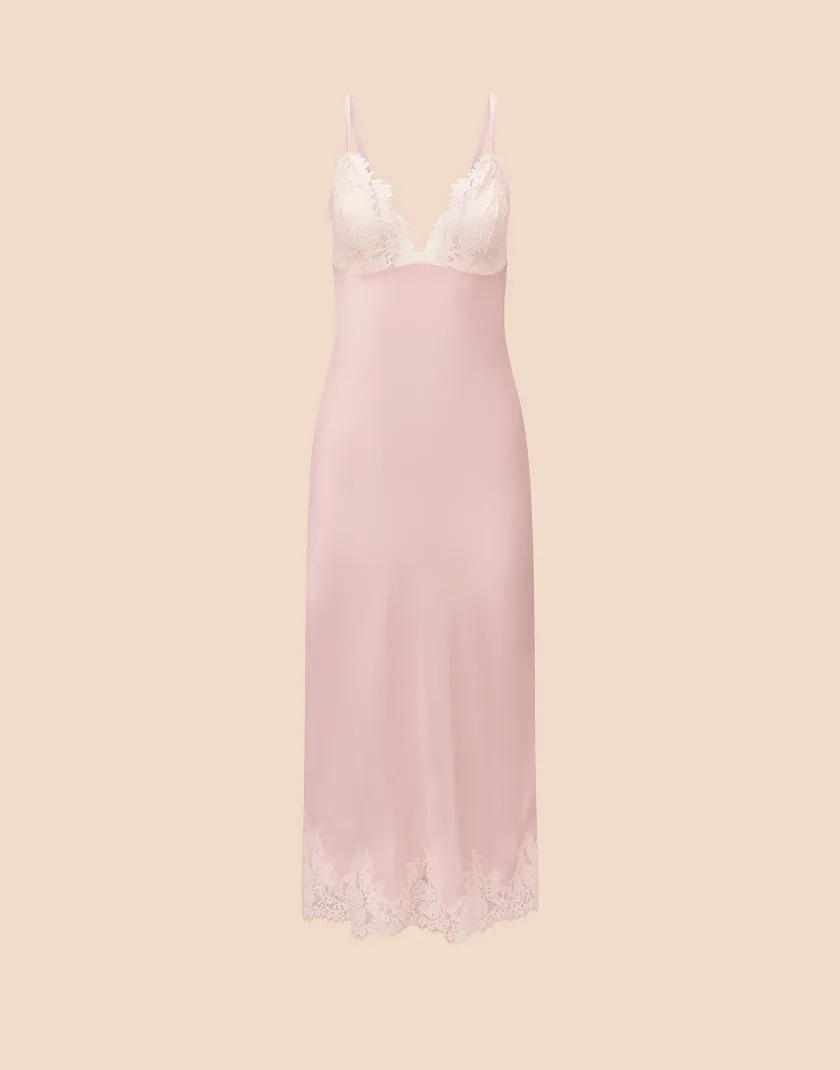 Vegan Silk Gown Light Pink Unlined lingerie bundle Still 2