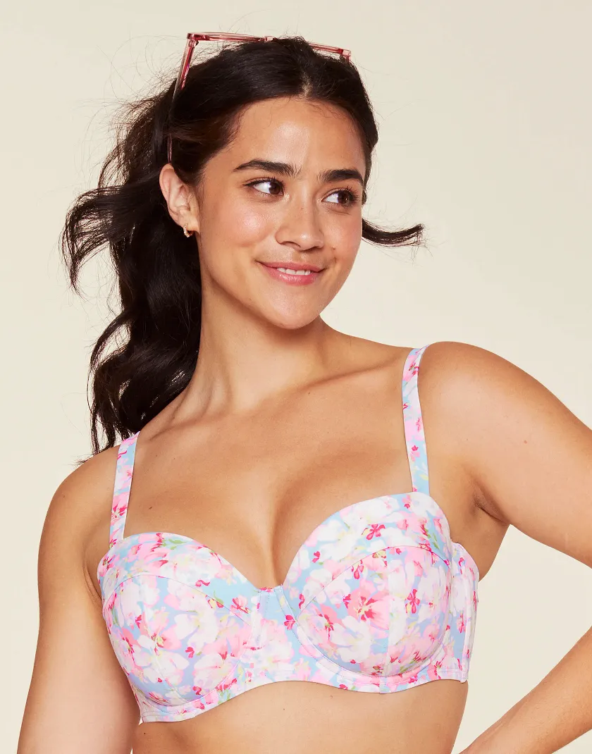 Vivien Floral Blue 2 Contour swimwear bundle Model 2