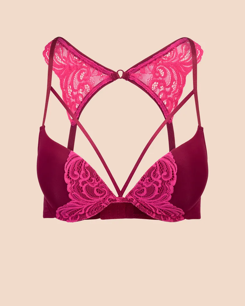 Saige Dark Red 2 Push Up bra bundle Still 3