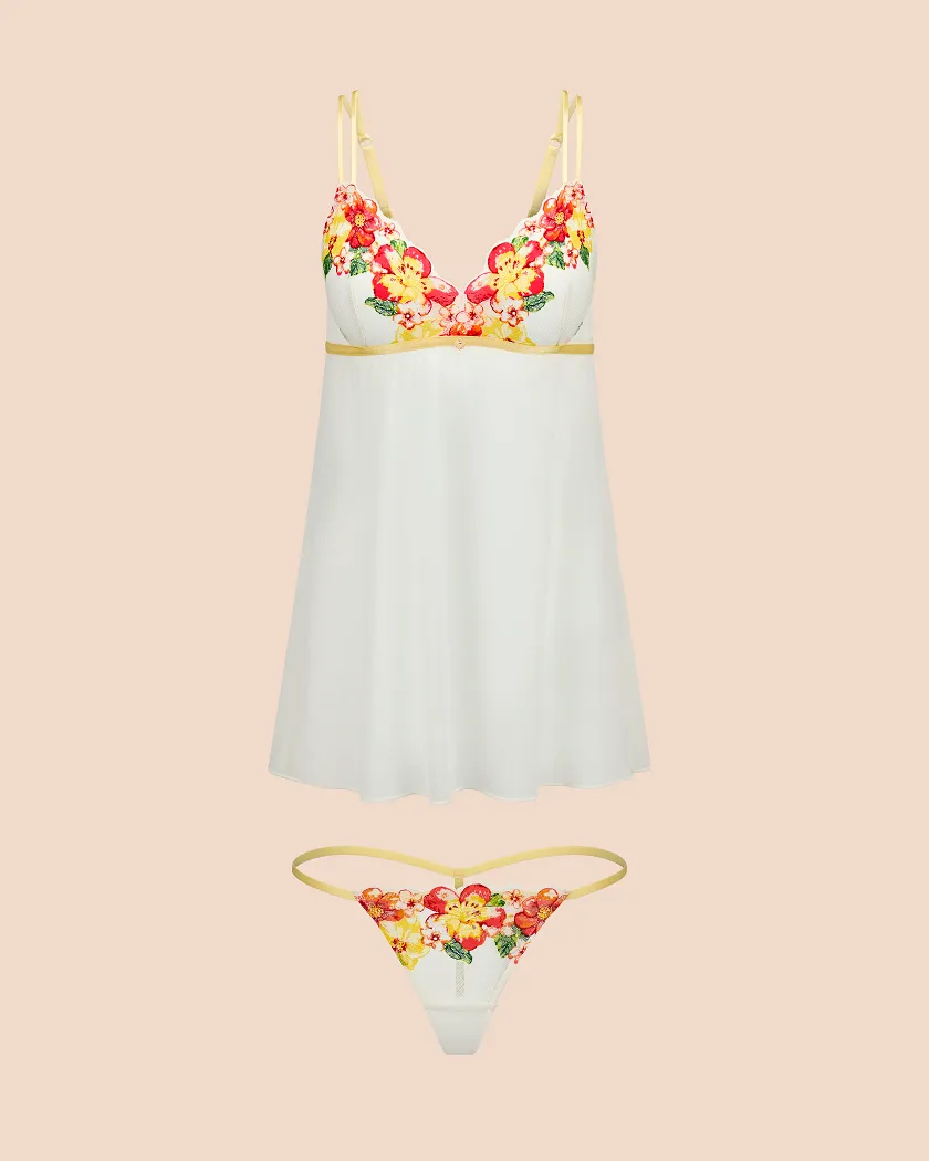 Babette Floral White Unlined lingerie bundle Still 3
