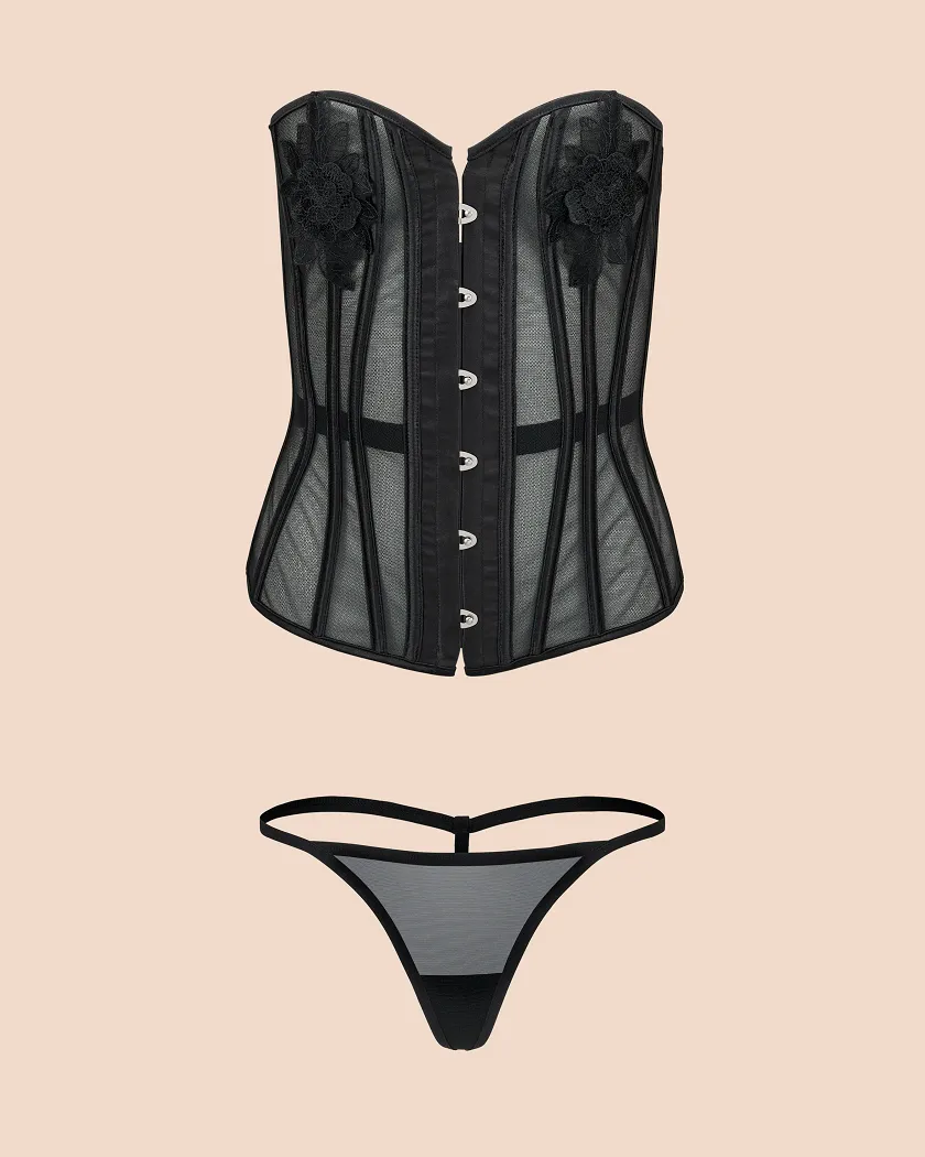 Charlotta Black Unlined corset bundle Still 3