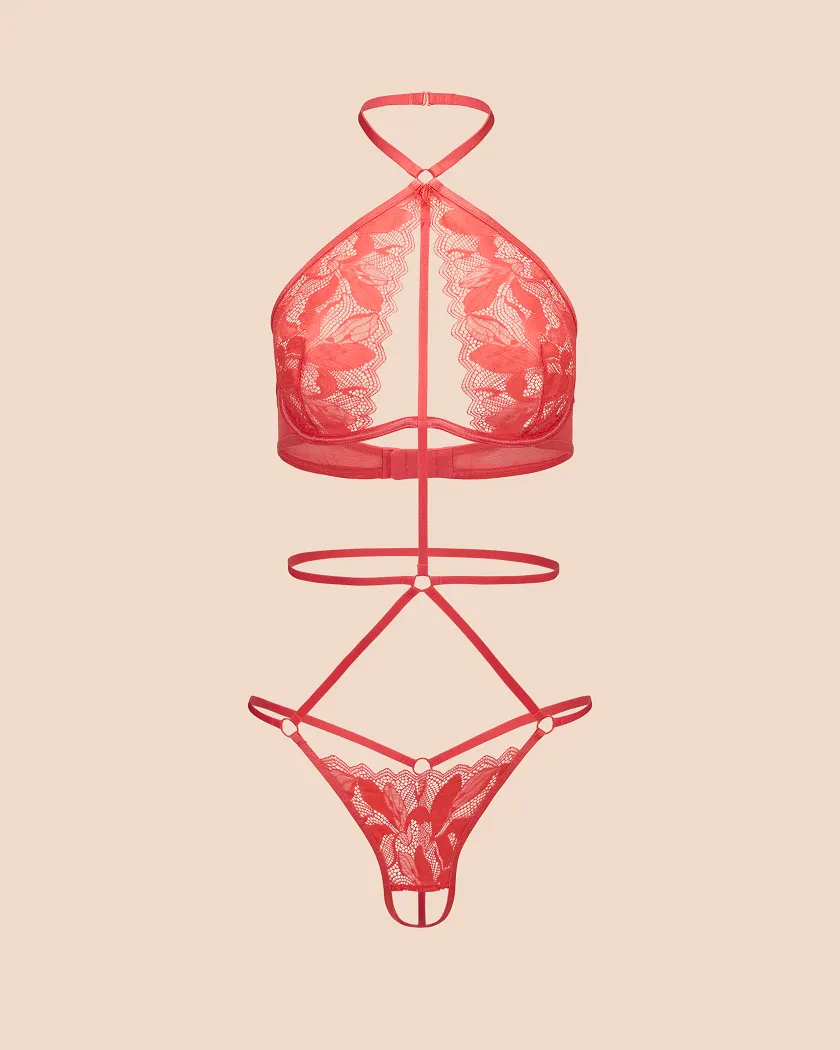 Brittan Dark Red Unlined lingerie bundle Still 2