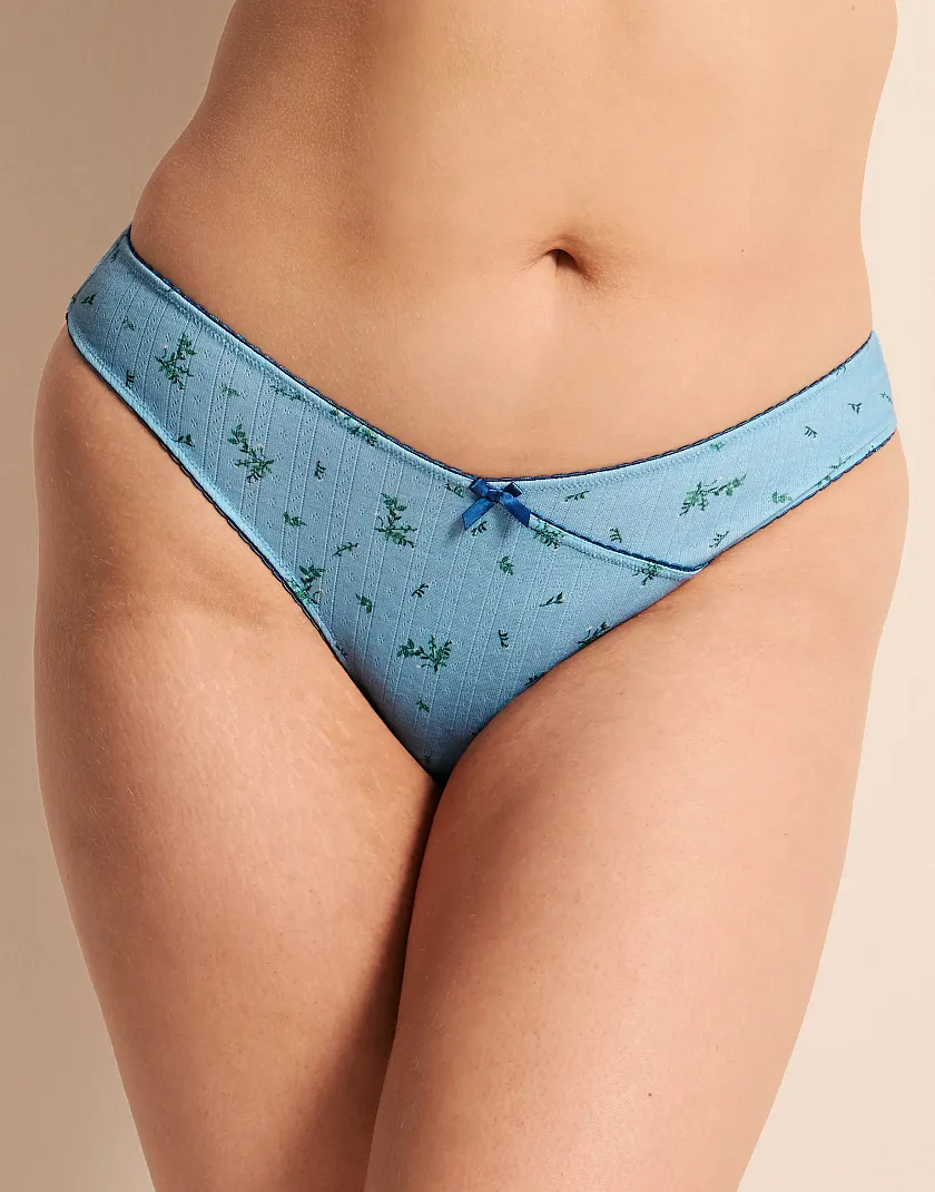 Layna Thong Floral Blue Plus panty bundle Model 5