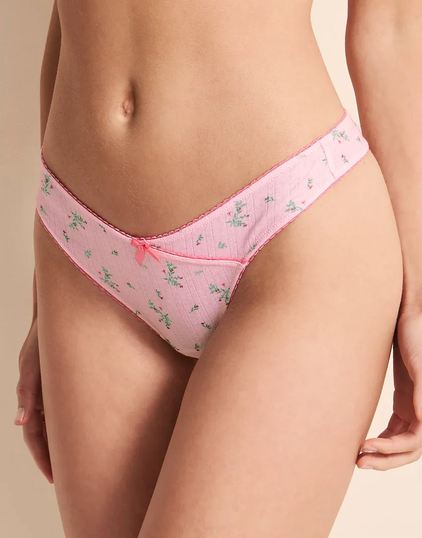 Layna Thong Floral Pink panty bundle Model 2