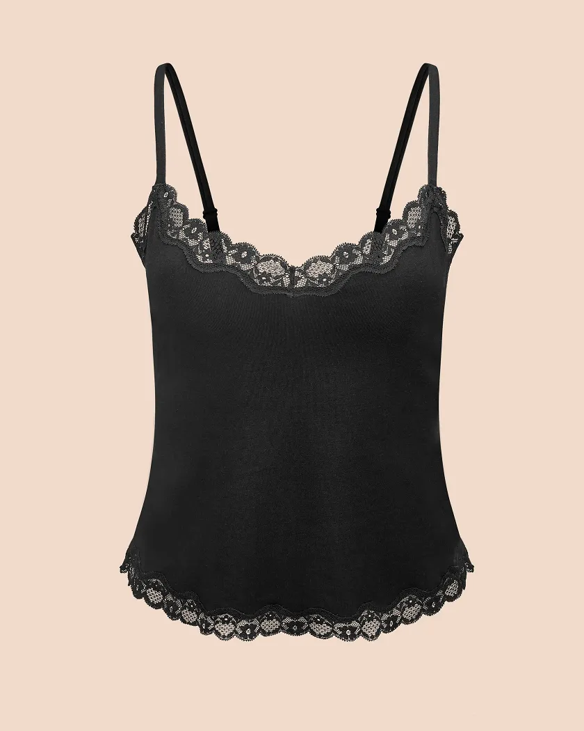 Jersey Cami Black Unlined lounge bundle Still 2