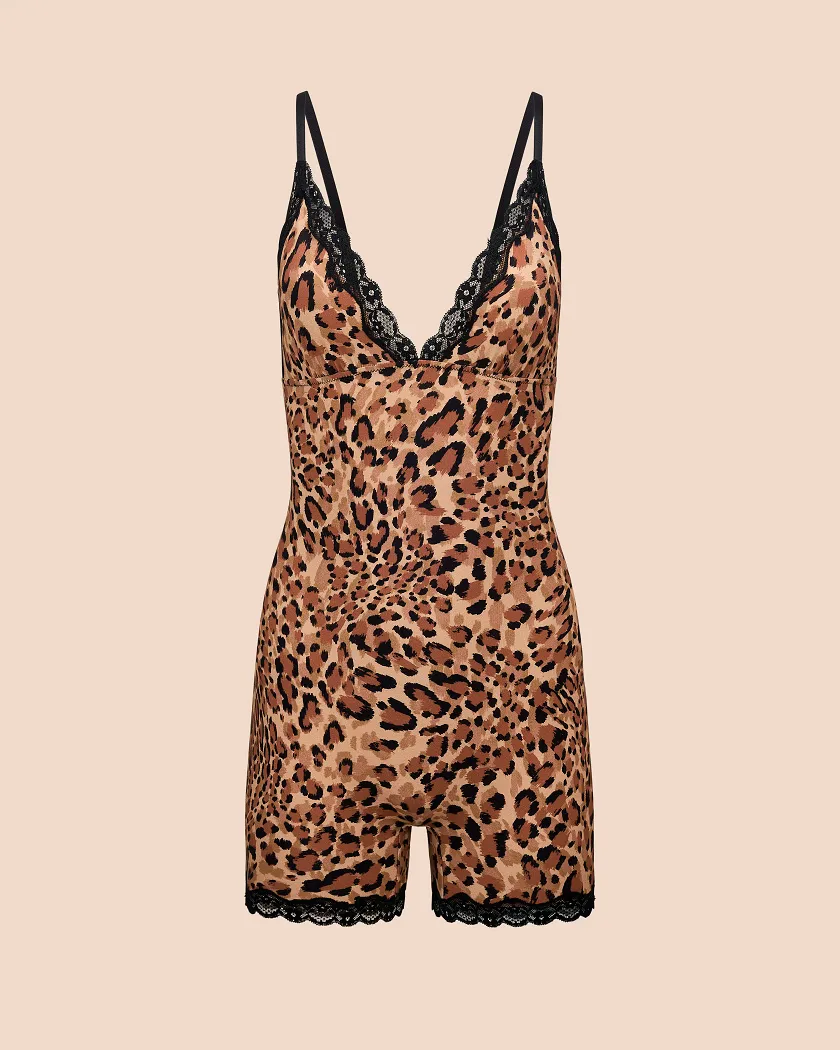 Jersey Romper Animal Brown Unlined lounge bundle Still 2