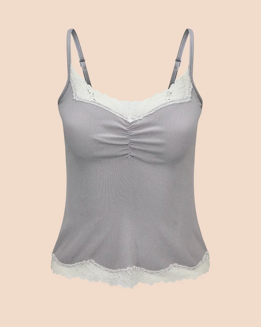Rib Cami Medium Gray lounge bundle Still 2