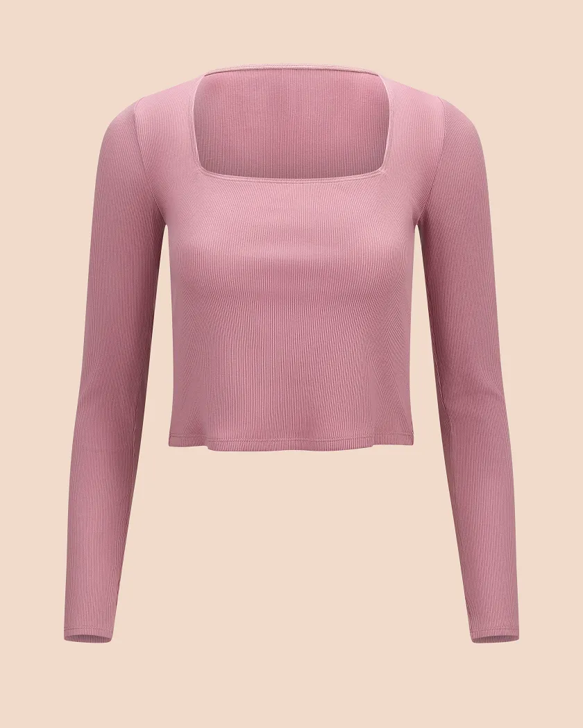 Rib Long Sleeve Medium Purple lounge bundle Still 2