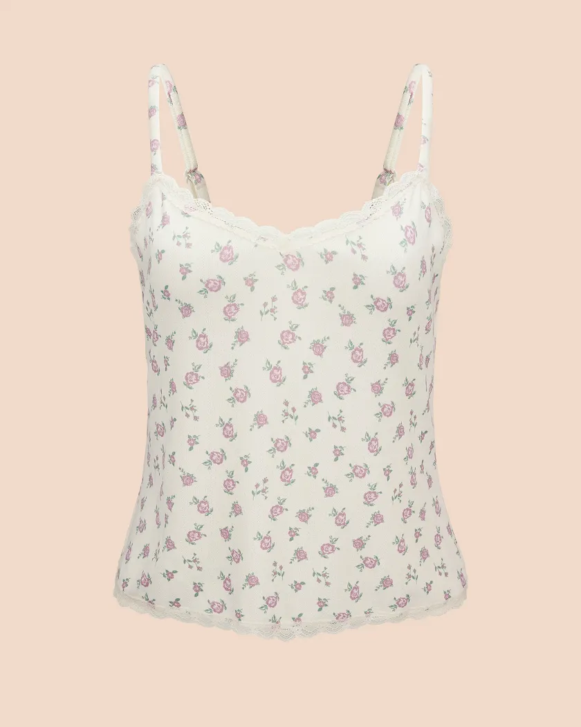 Pointelle Cami Floral Beige lounge bundle Still 2