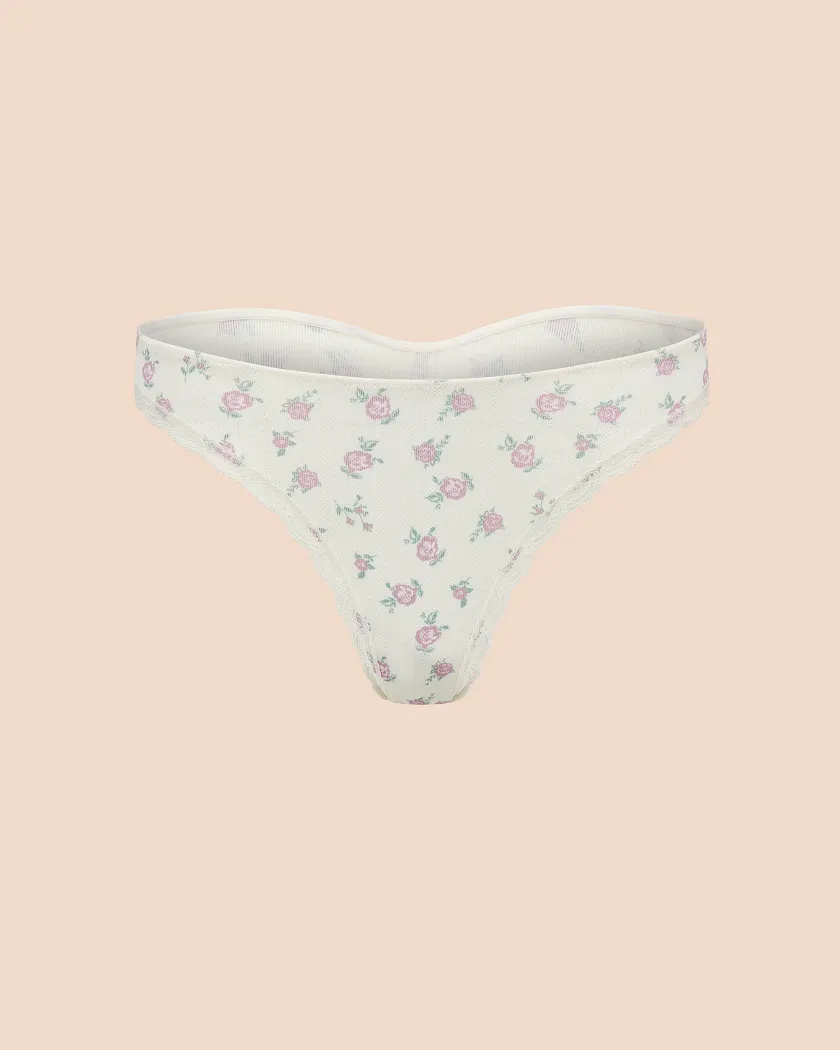 Pointelle Brazilian Floral Beige panty bundle Still 2