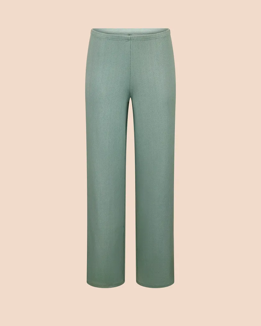 Pointelle Pant Medium Green lounge bundle Still 2