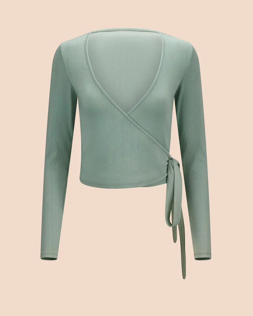 Pointelle Ballet Wrap Medium Green lounge bundle Still 2