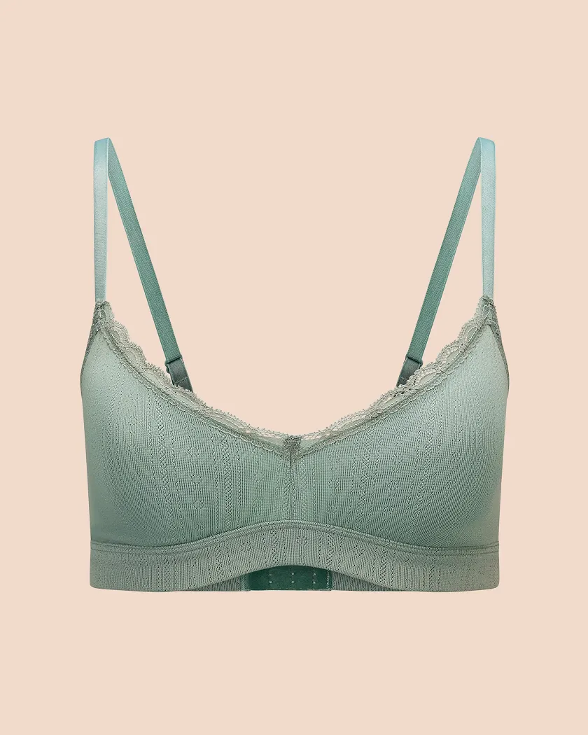 Pointelle Scoop Bralette Medium Green Unlined bra bundle Still 2