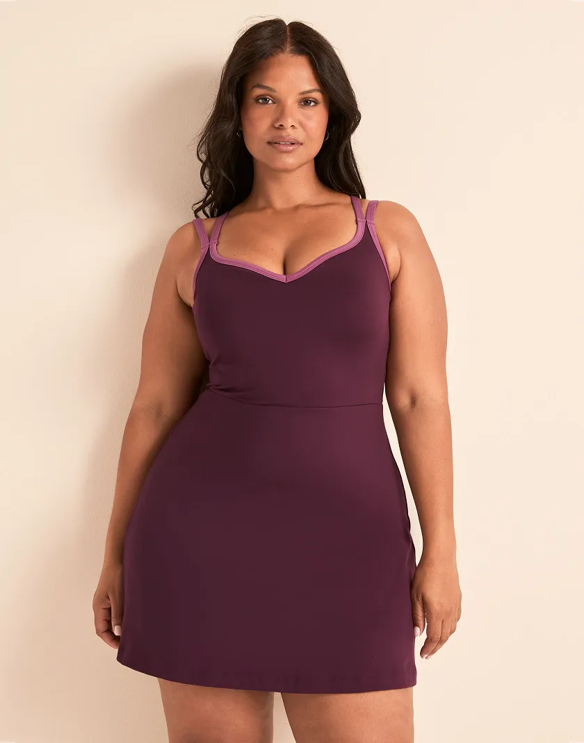 Clarity Dress Dark Purple Plus activewear bundle Model 2