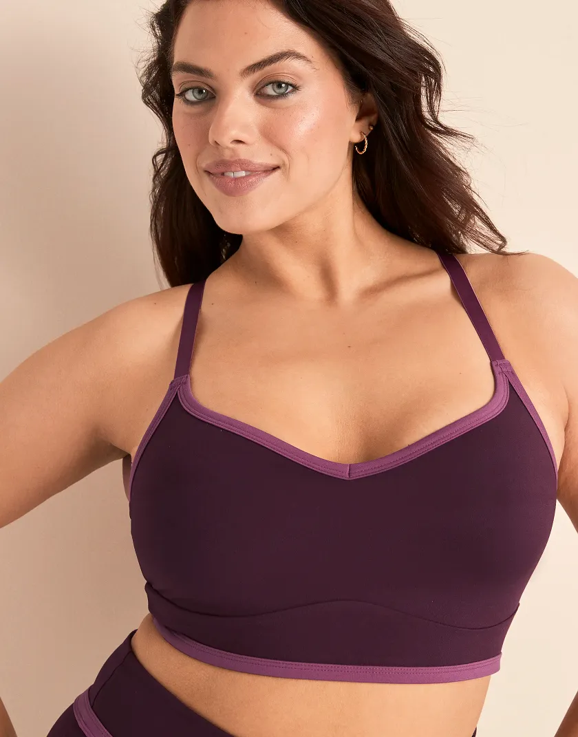 Clarity Sports Bra Dark Purple Plus activewear bundle Model 2