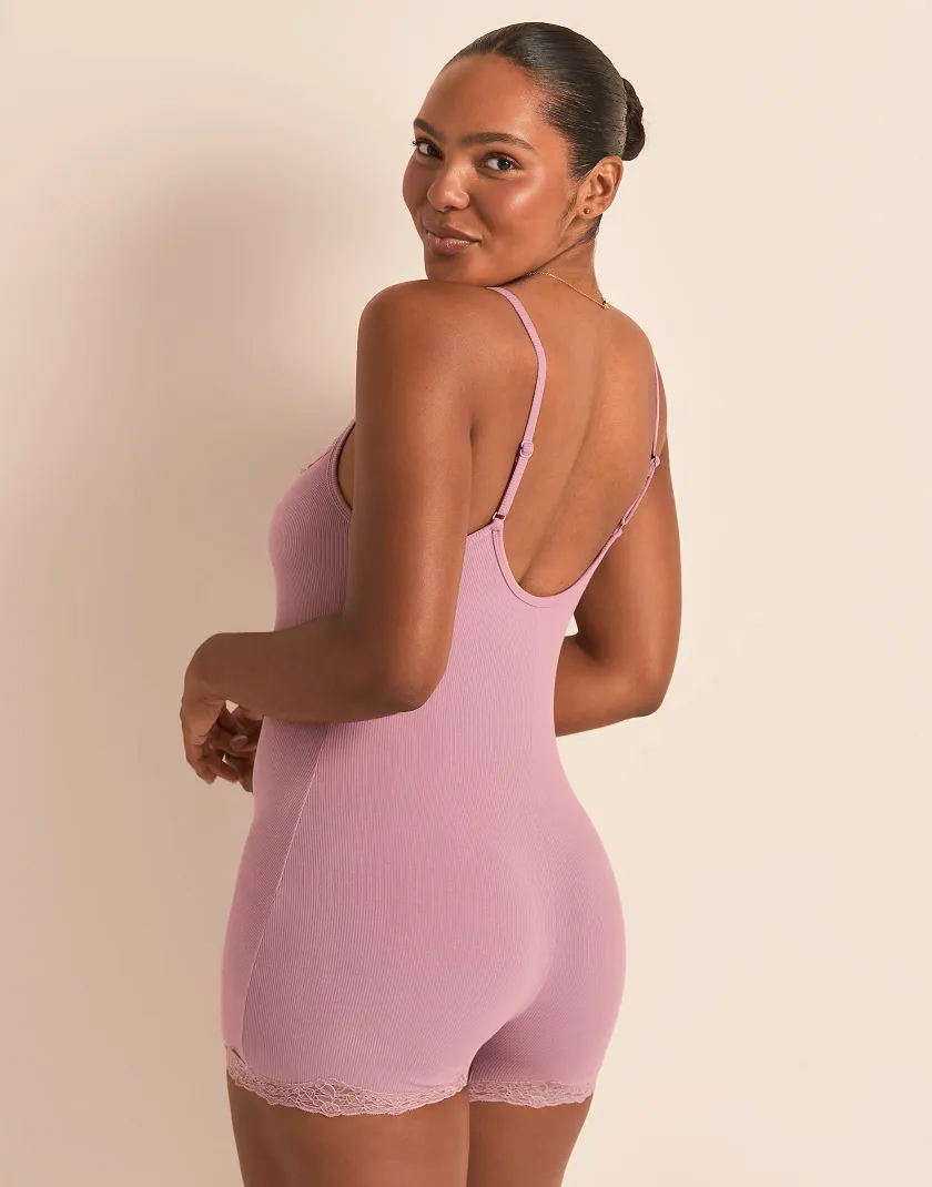 Rib Romper Medium Purple lounge bundle Model 4