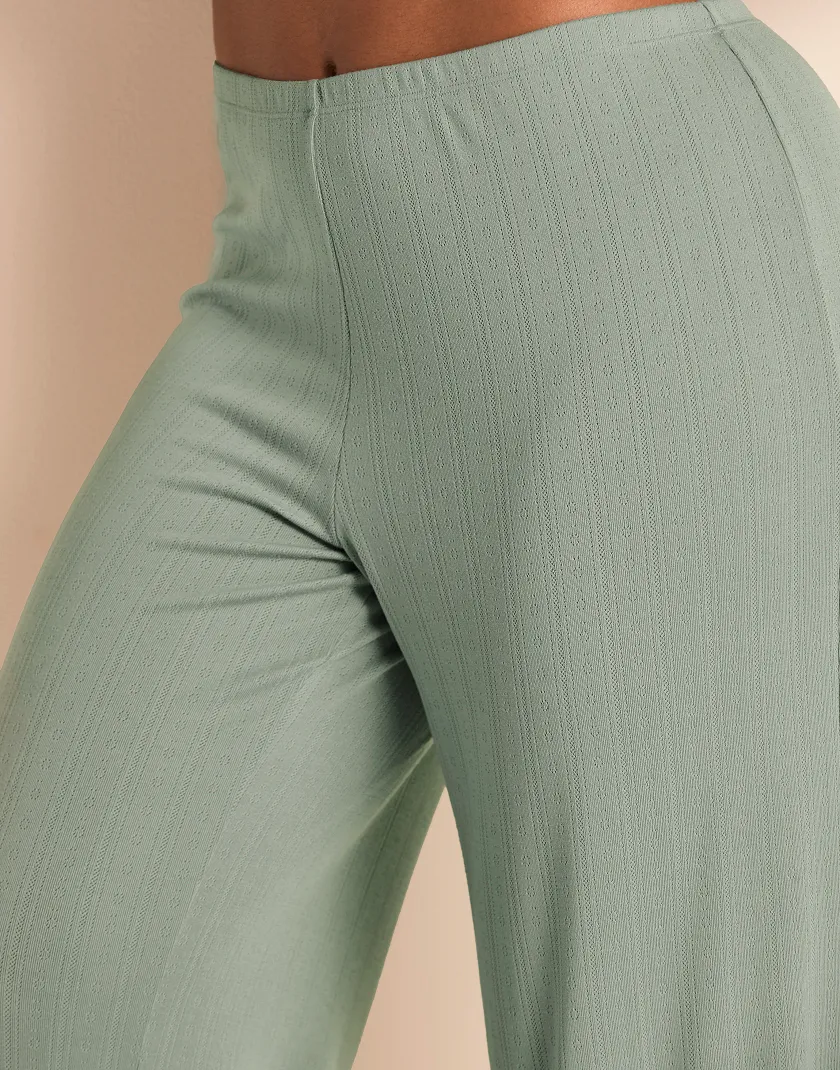 Pointelle Pant Medium Green lounge bundle Model 3